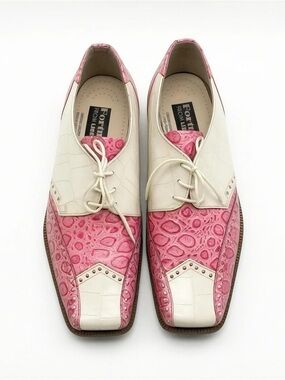 Men’s Pink and Cream Leather Oxford Shoes Size 11